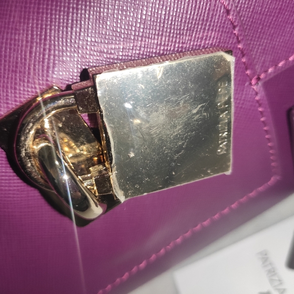 PATRIZIA PEPE Top Handle Mini Purple Leather Shoulder Bag - Picture 8 of 15